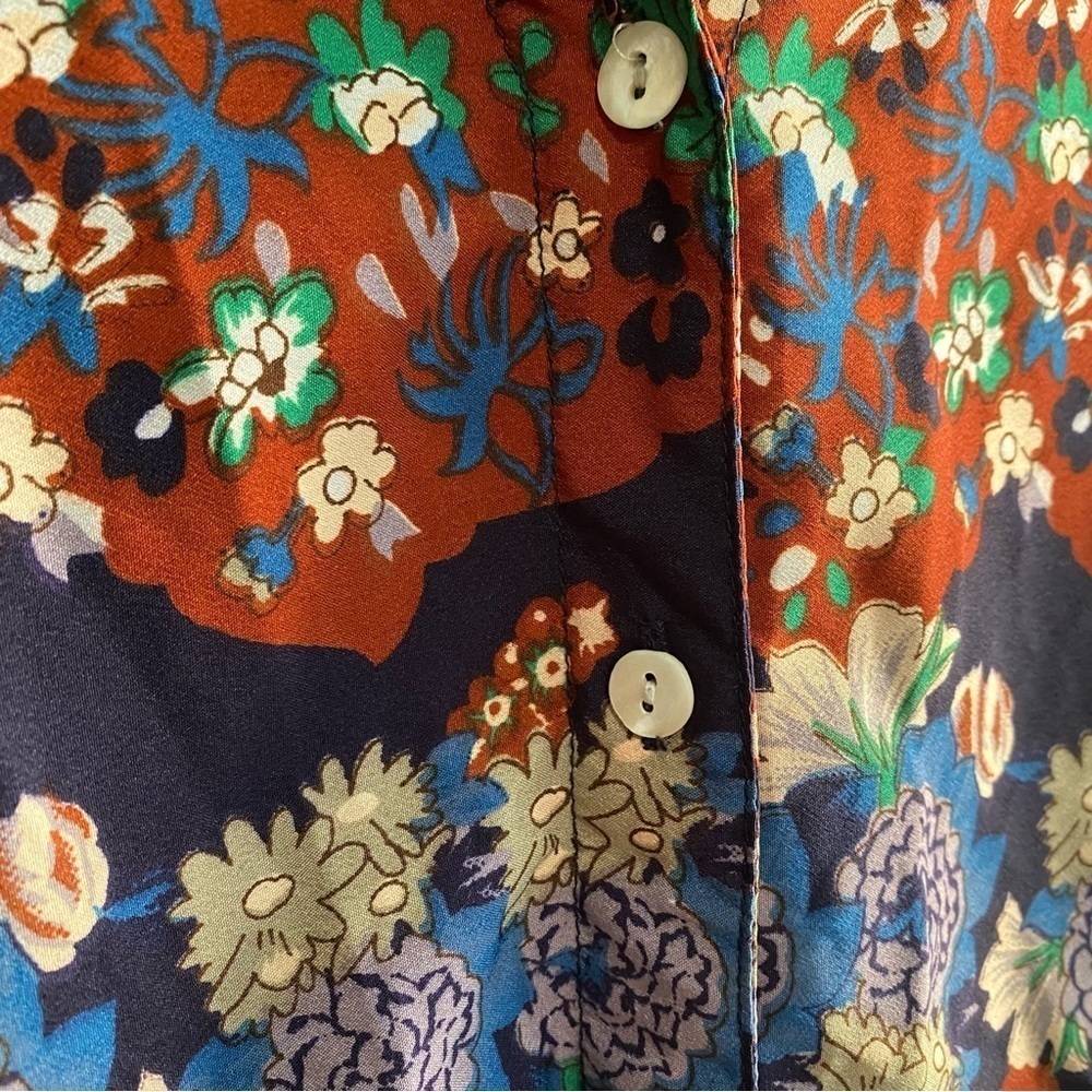 Anthropologie Raga Blue Floral Button Down Midi Shirt Dress 1X - Picture 10 of 16
